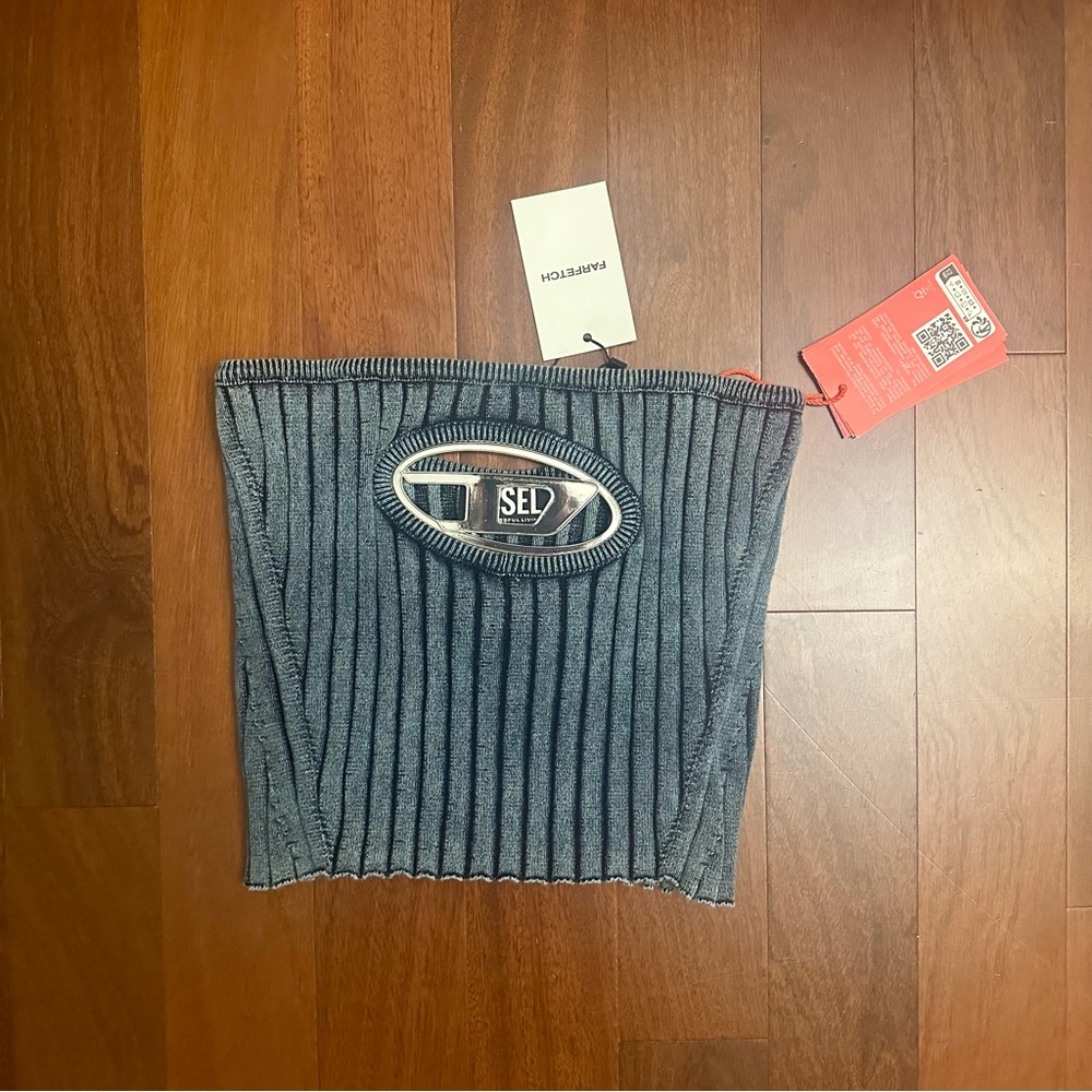 SOLD Diesel Logo Plaque Cut Out Bandeau Top